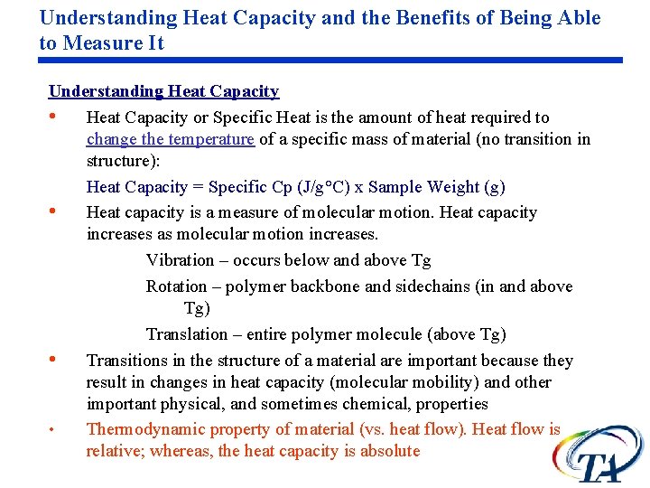 Understanding Heat Capacity and the Benefits of Being Able to Measure It Understanding Heat