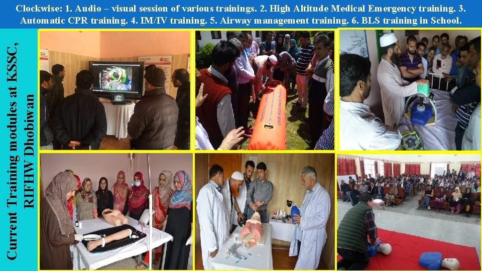 Current Training modules at KSSC, RIFHW Dhobiwan Clockwise: 1. Audio – visual session of