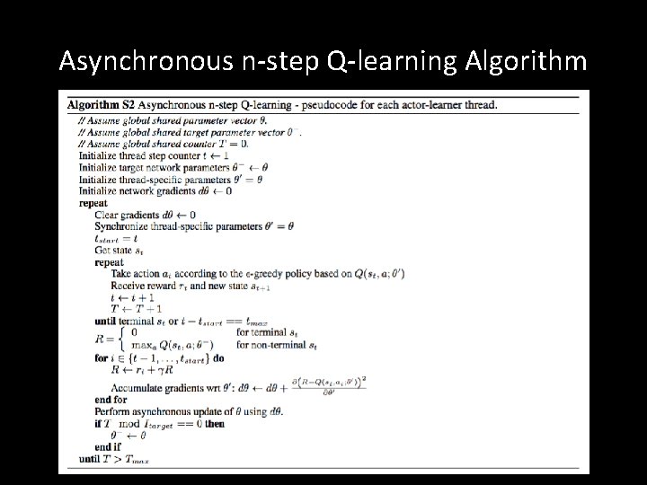 Asynchronous n-step Q-learning Algorithm 