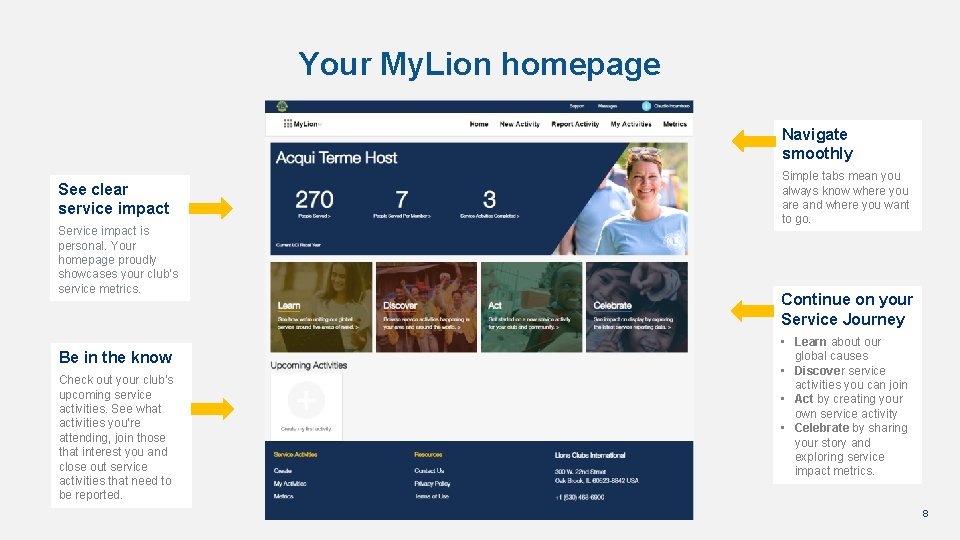 Your My. Lion homepage Navigate smoothly See clear service impact Service impact is personal.