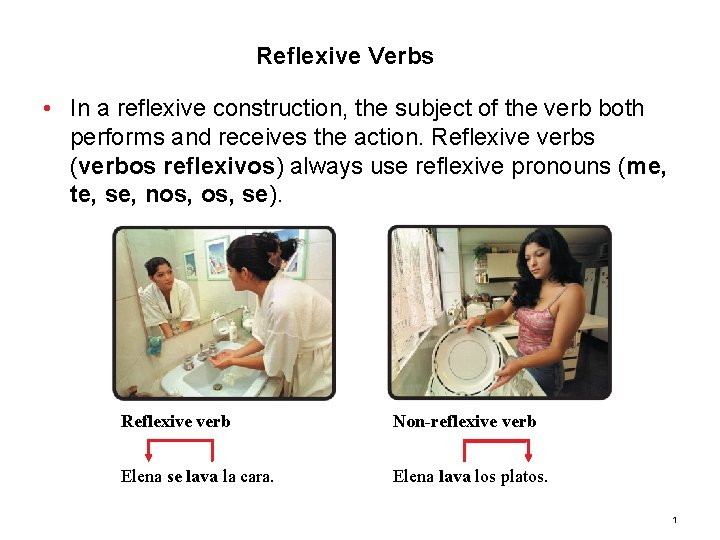 4. 2 Reflexive Verbs • In a reflexive construction, the subject of the verb