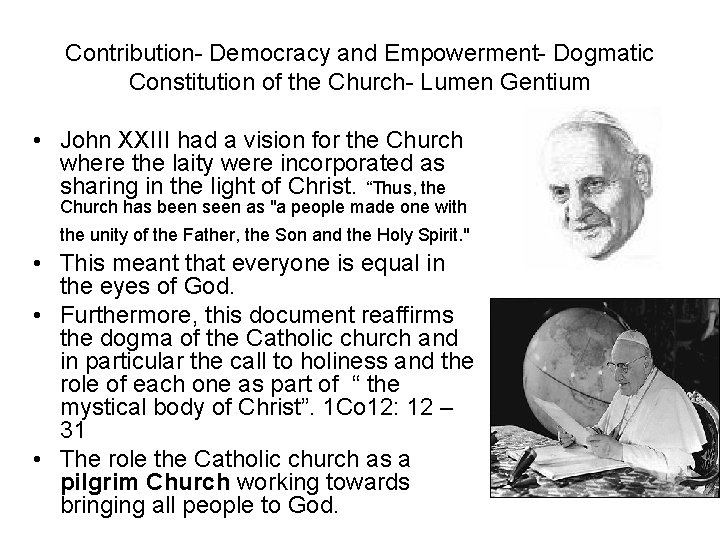 Contribution- Democracy and Empowerment- Dogmatic Constitution of the Church- Lumen Gentium • John XXIII