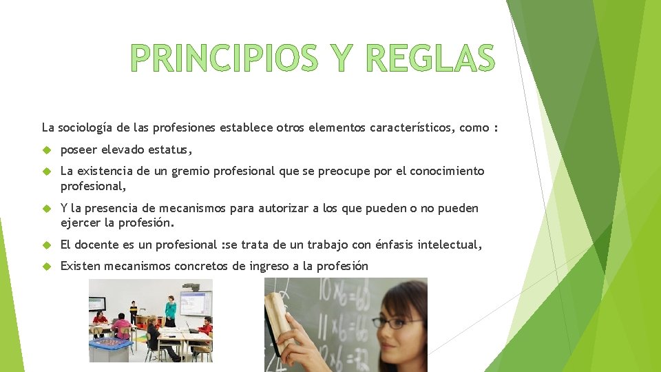 PRINCIPIOS Y REGLAS La sociología de las profesiones establece otros elementos característicos, como : PRINCIPIOS Y REGLAS La sociología de las profesiones establece otros elementos característicos, como :
