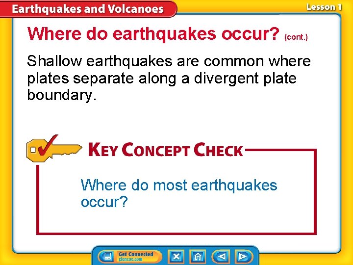 Where do earthquakes occur? (cont. ) Shallow earthquakes are common where plates separate along