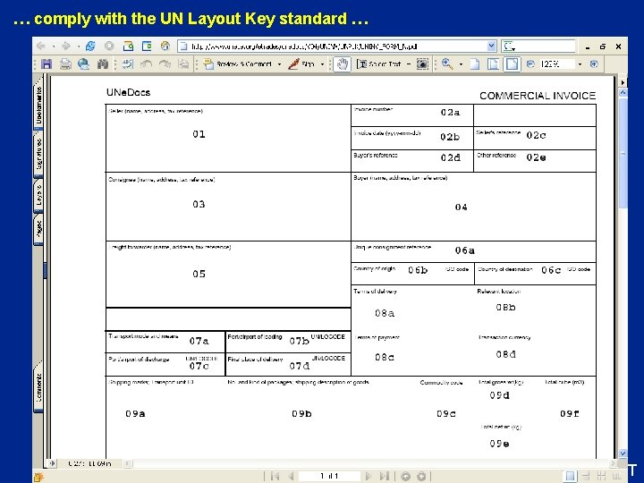 … comply with the UN Layout Key standard … UN/CEFACT 