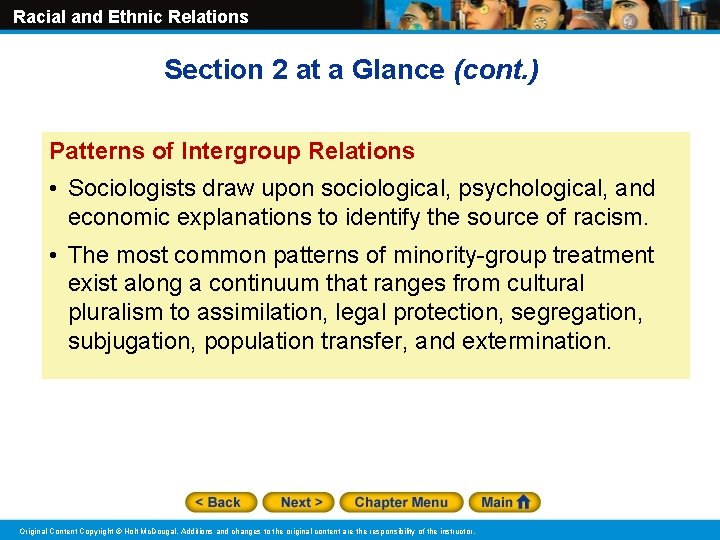 Racial and Ethnic Relations Section 2 at a Glance (cont. ) Patterns of Intergroup Racial and Ethnic Relations Section 2 at a Glance (cont. ) Patterns of Intergroup