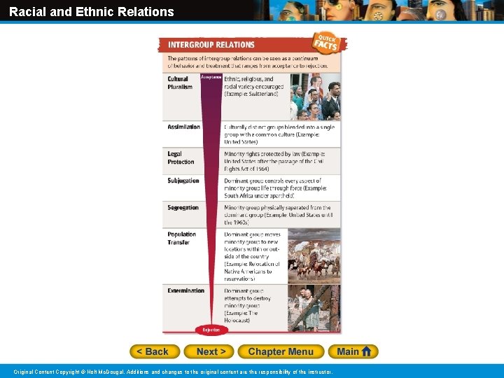 Racial and Ethnic Relations Original Content Copyright © Holt Mc. Dougal. Additions and changes Racial and Ethnic Relations Original Content Copyright © Holt Mc. Dougal. Additions and changes