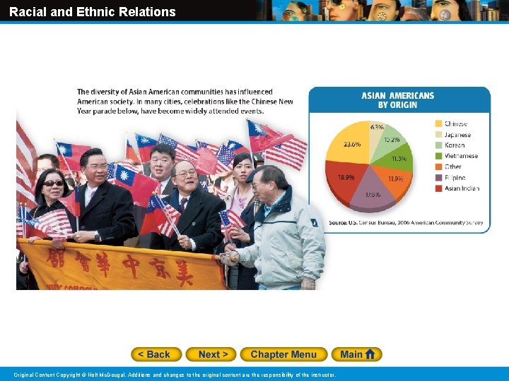 Racial and Ethnic Relations Original Content Copyright © Holt Mc. Dougal. Additions and changes Racial and Ethnic Relations Original Content Copyright © Holt Mc. Dougal. Additions and changes
