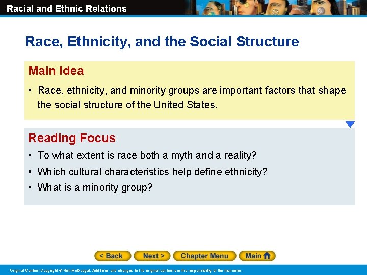 Racial and Ethnic Relations Race, Ethnicity, and the Social Structure Main Idea • Race, Racial and Ethnic Relations Race, Ethnicity, and the Social Structure Main Idea • Race,