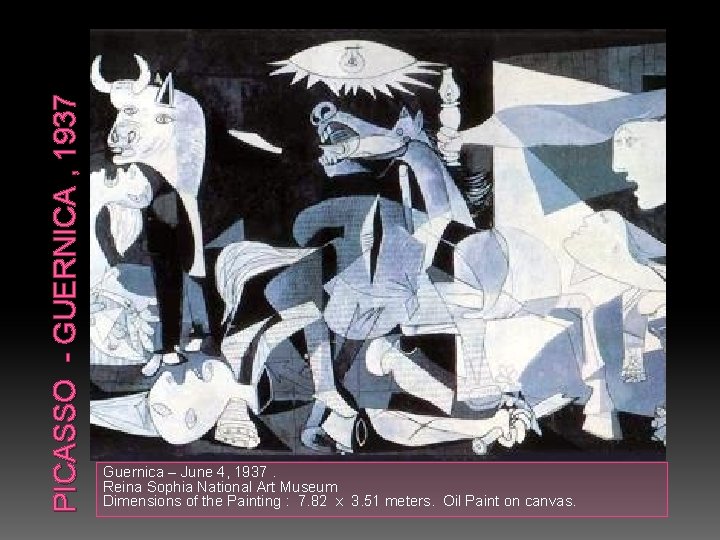 PICASSO - GUERNICA , 1937 Guernica – June 4, 1937. Reina Sophia National Art