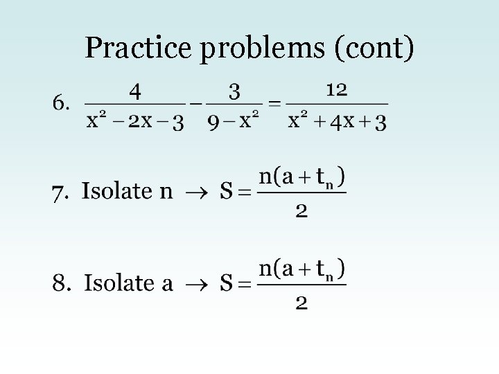 Practice problems (cont) 