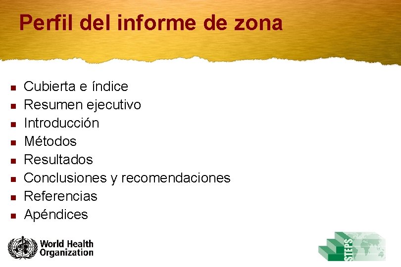 Perfil del informe de zona n n n n Cubierta e índice Resumen ejecutivo