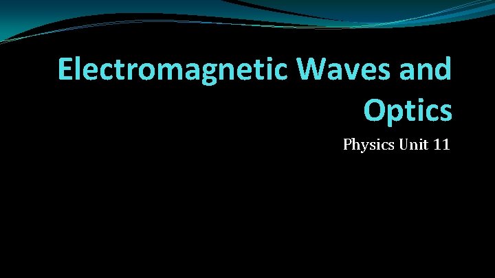Electromagnetic Waves and Optics Physics Unit 11 