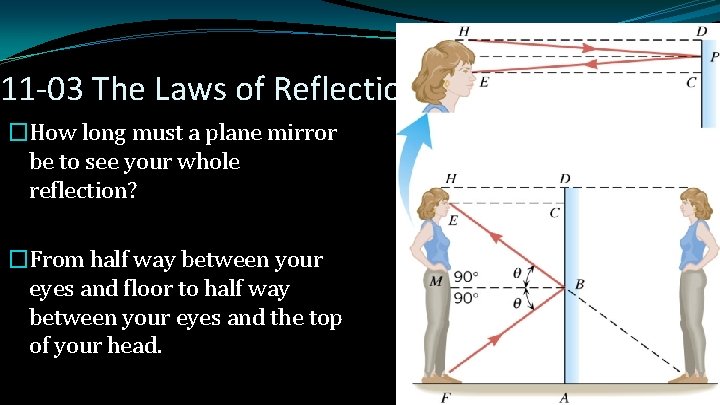11 -03 The Laws of Reflection and Refraction �How long must a plane mirror