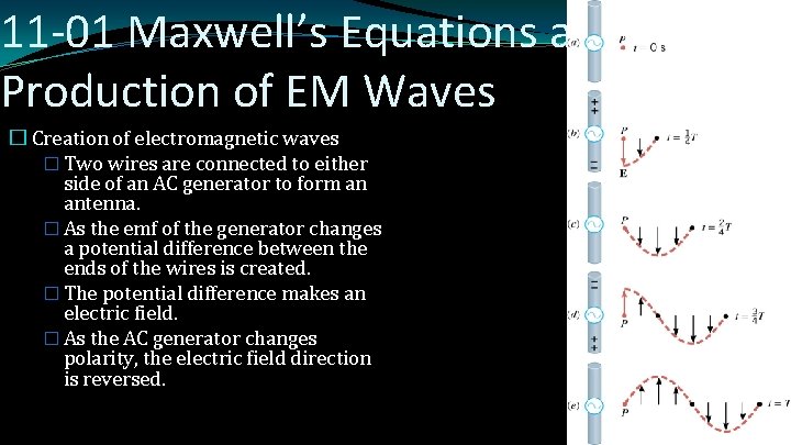 11 -01 Maxwell’s Equations and Production of EM Waves � Creation of electromagnetic waves