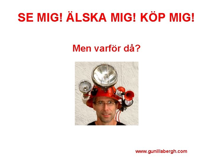 SE MIG! ÄLSKA MIG! KÖP MIG! Men varför då? www. gunillabergh. com 