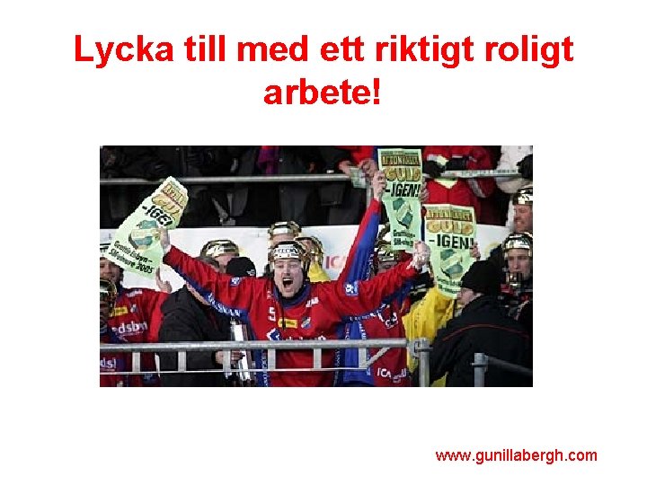 Lycka till med ett riktigt roligt arbete! www. gunillabergh. com 