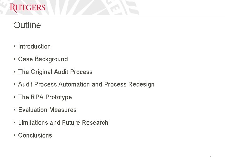 Outline • Introduction • Case Background • The Original Audit Process • Audit Process