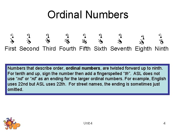 Ordinal Numbers First Second Third Fourth Fifth Sixth Seventh Eighth Ninth Numbers that describe