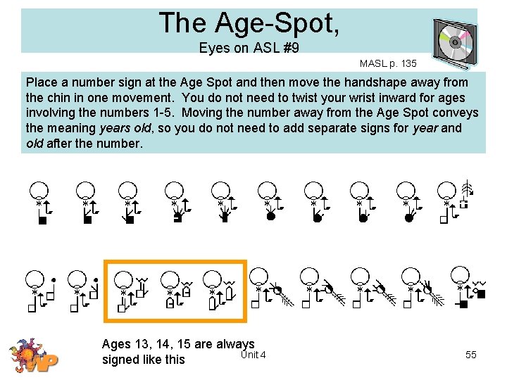 The Age-Spot, Eyes on ASL #9 MASL p. 135 Place a number sign at