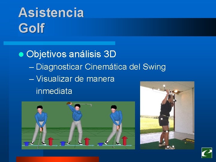 Asistencia Golf l Objetivos análisis 3 D – Diagnosticar Cinemática del Swing – Visualizar Asistencia Golf l Objetivos análisis 3 D – Diagnosticar Cinemática del Swing – Visualizar