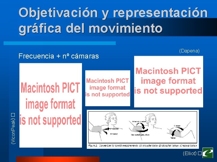 Objetivación y representación gráfica del movimiento (Vicon. Peak)� Frecuencia + nº cámaras (Dapena) (Elliot)� Objetivación y representación gráfica del movimiento (Vicon. Peak)� Frecuencia + nº cámaras (Dapena) (Elliot)�