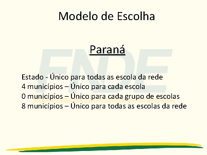 Modelo de Escolha Paraná Estado - Único para todas as escola da rede 4