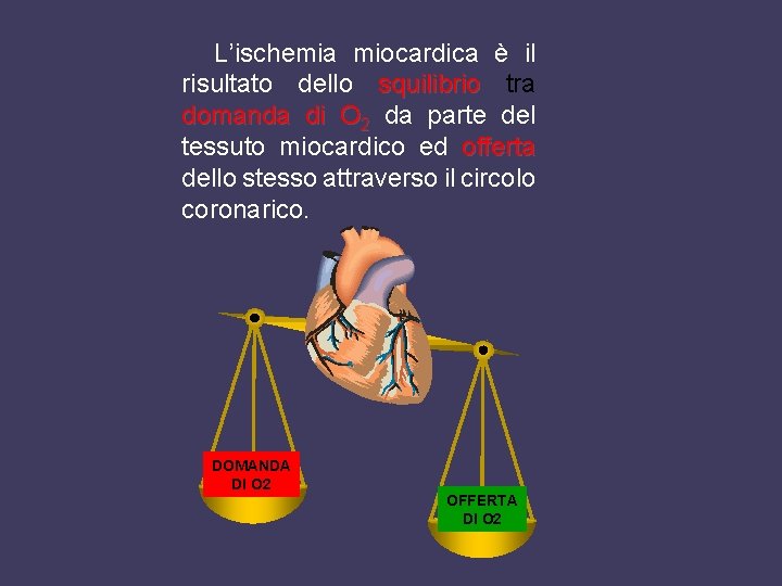 L’ischemia miocardica è il risultato dello squilibrio tra domanda di O 2 da parte