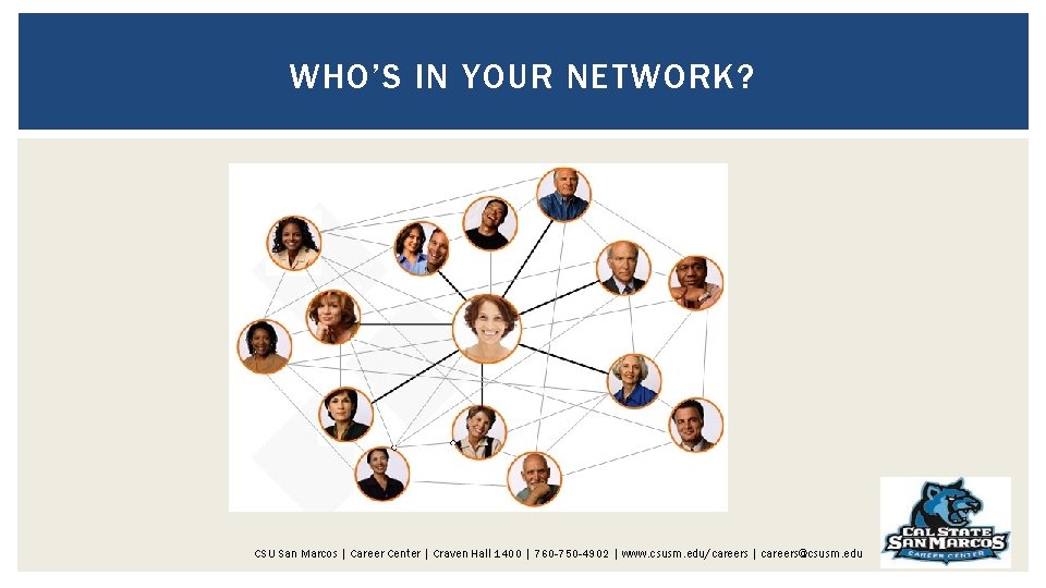 WHO’S IN YOUR NETWORK? CSU San Marcos | Career Center | Craven Hall 1400