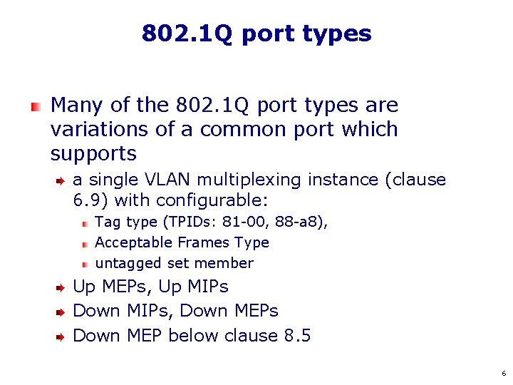 802. 1 Q port types Many of the 802. 1 Q port types are