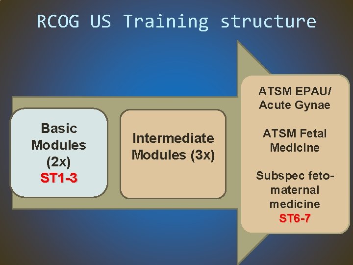 RCOG US Training structure ATSM EPAU/ Acute Gynae Basic Modules (2 x) ST 1