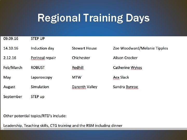 Regional Training Days 