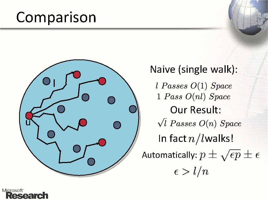 Comparison Naive (single walk): l u Our Result: In fact Automatically: walks! 