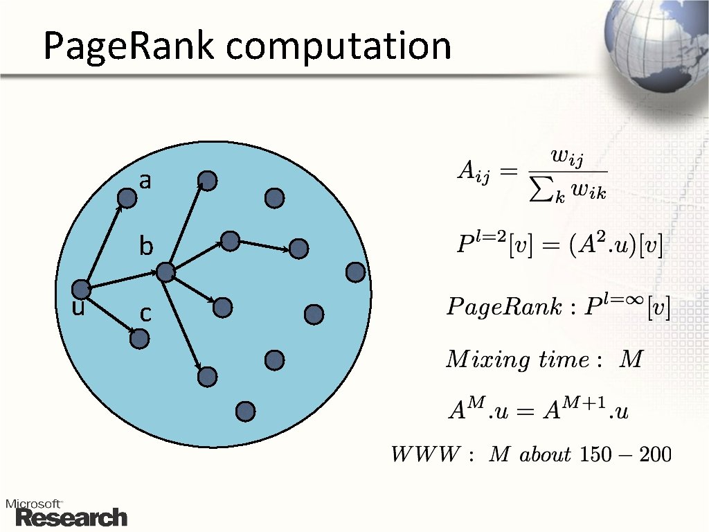 Page. Rank computation a b u c 