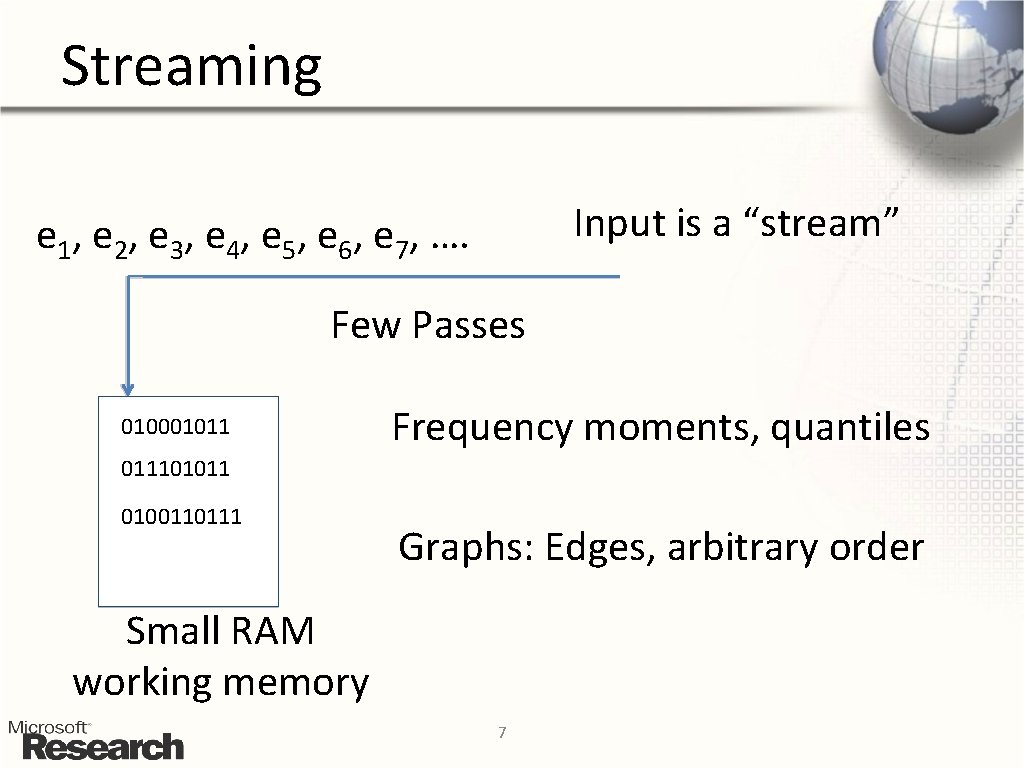 Streaming Input is a “stream” e 1, e 2, e 3, e 4, e