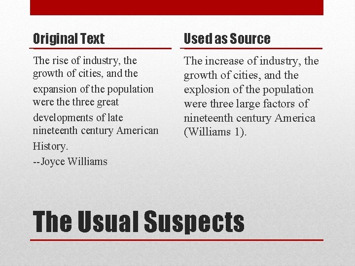 Original Text Used as Source The rise of industry, the growth of cities, and