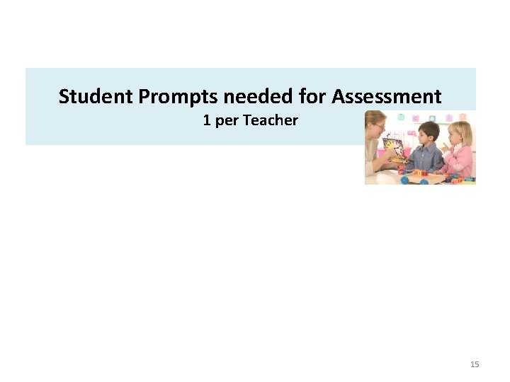 Student Prompts needed for Assessment 1 per Teacher 15 