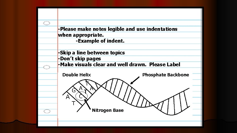 -Please make notes legible and use indentations when appropriate. -Example of indent. -Skip a