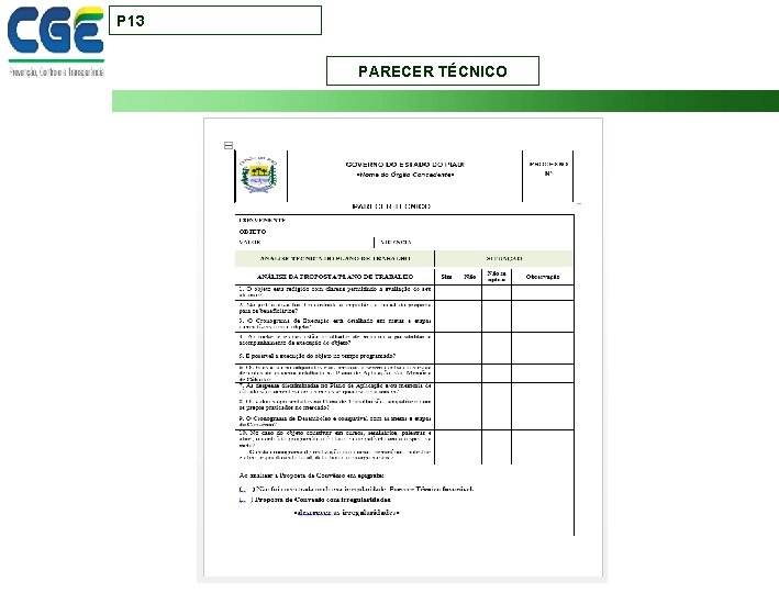 P 13 PARECER TÉCNICO 13 