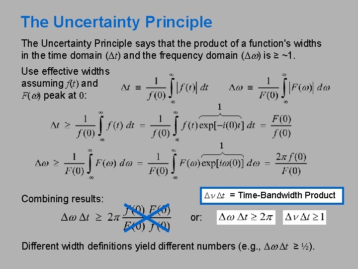 The Uncertainty Principle says that the product of a function's widths in the time