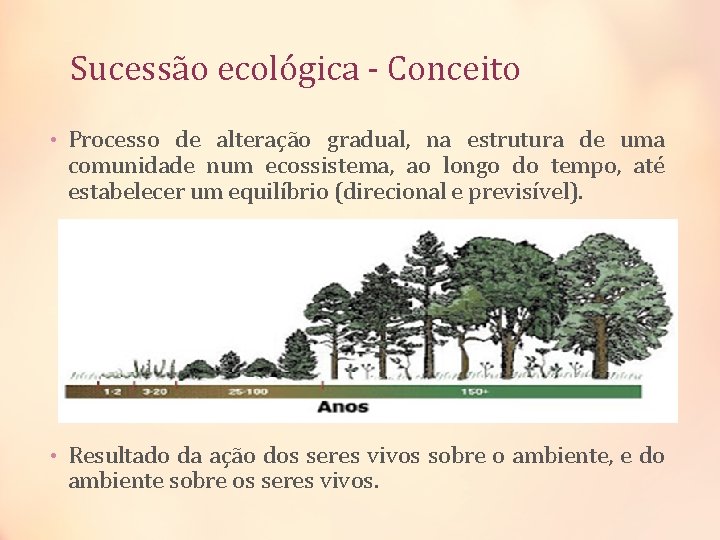 Sucessão ecológica - Conceito • Processo de alteração gradual, na estrutura de uma comunidade