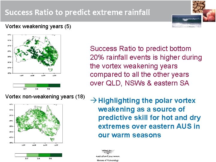 Success Ratio to predict extreme rainfall Vortex weakening years (5) Success Ratio to predict
