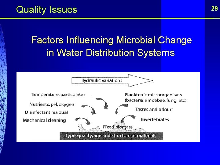  Quality Issues Factors Influencing Microbial Change in Water Distribution Systems 29 