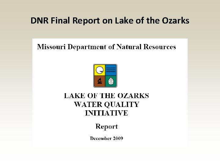 DNR Final Report on Lake of the Ozarks DNR Final Report on Lake of the Ozarks