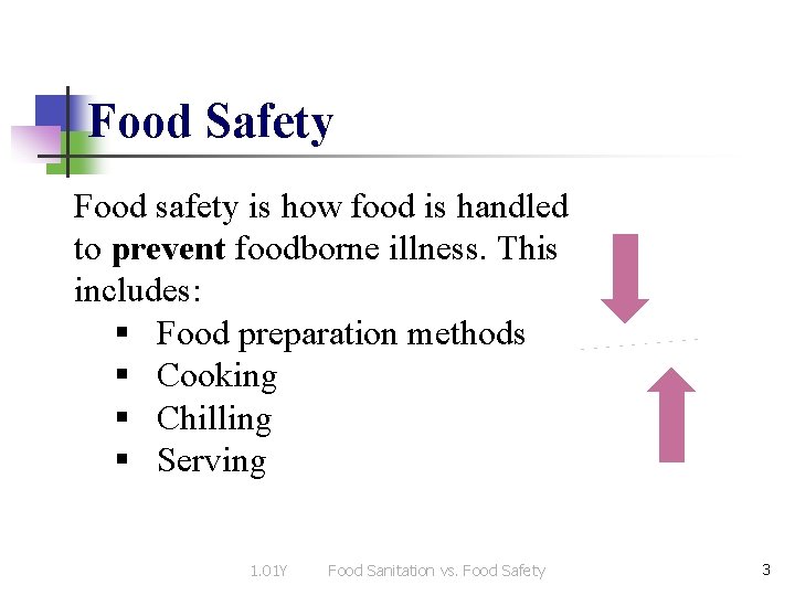 Food Safety Food safety is how food is handled to prevent foodborne illness. This