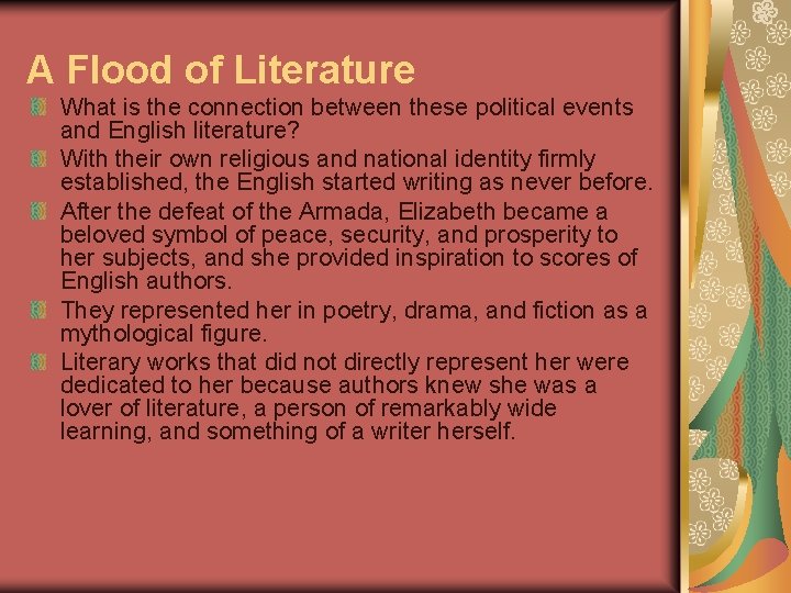 A Flood of Literature What is the connection between these political events and English