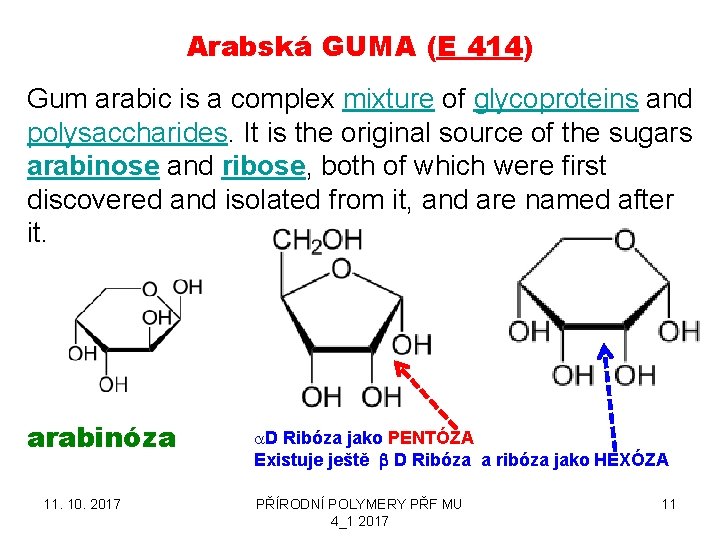 Arabská GUMA (E 414) Gum arabic is a complex mixture of glycoproteins and polysaccharides.