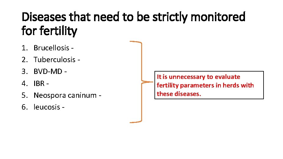 Diseases that need to be strictly monitored for fertility 1. 2. 3. 4. 5.