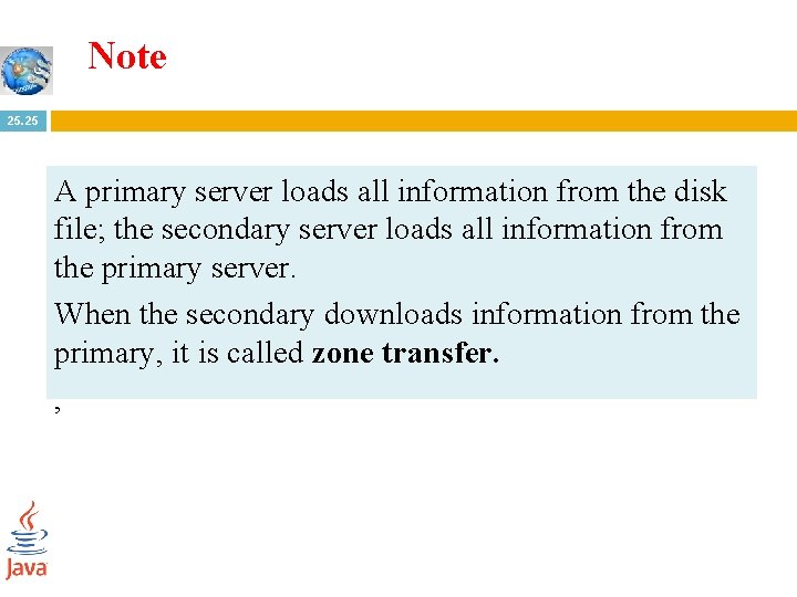 Note 25. 25 A primary server loads all information from the disk file; the