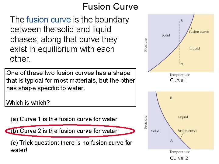 Fusion Curve The fusion curve is the boundary between the solid and liquid phases;